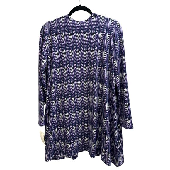 NWT LulaRoe Caroline Purple Chevron Open Cardigan Women's Size Medium Knit Flowy - Picture 4 of 7
